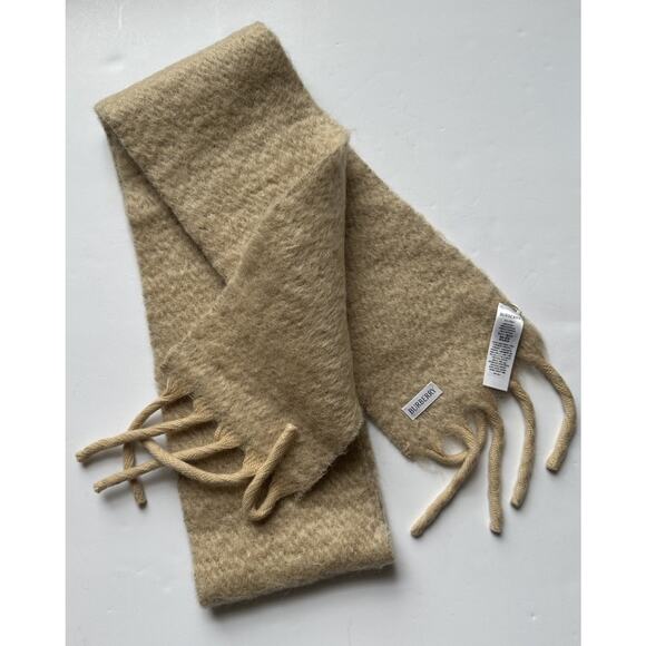 Burberry Solid Mohair Wool Scarf Archive Beige 212x17 80796491 Italy NWT $390 - Picture 4 of 13
